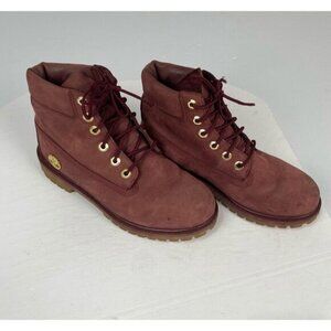 Maroon Timberland Women's Boots Size 6 Comfort Shoes lace Hiking Logo